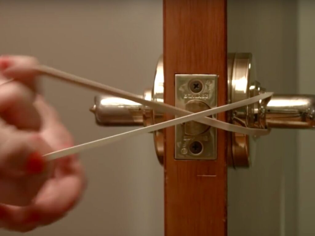 rubber band over the door knob