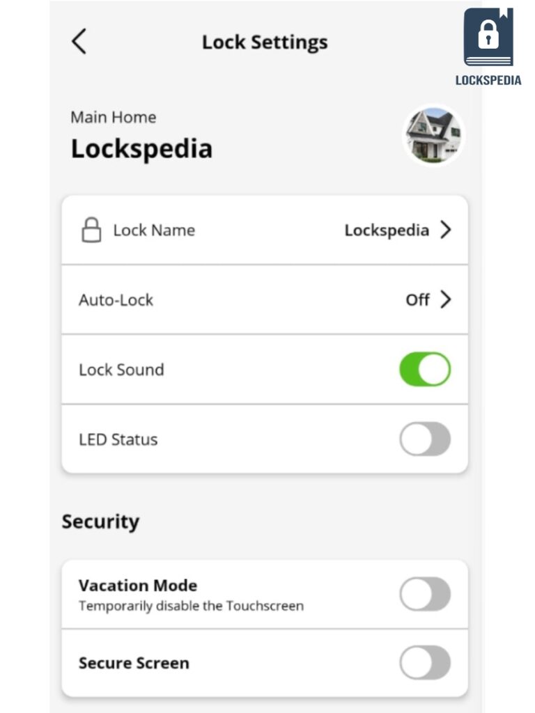 Vacation Mode and Secure Screen features on Kwikset app